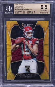2016 Select 17 Rookie Gold Prizm #2 Patrick Mahomes II Rookie Card (#05/10) - BGS GEM MINT 9.5 - Mahomes First Prizm Gold & College Jersey Number!